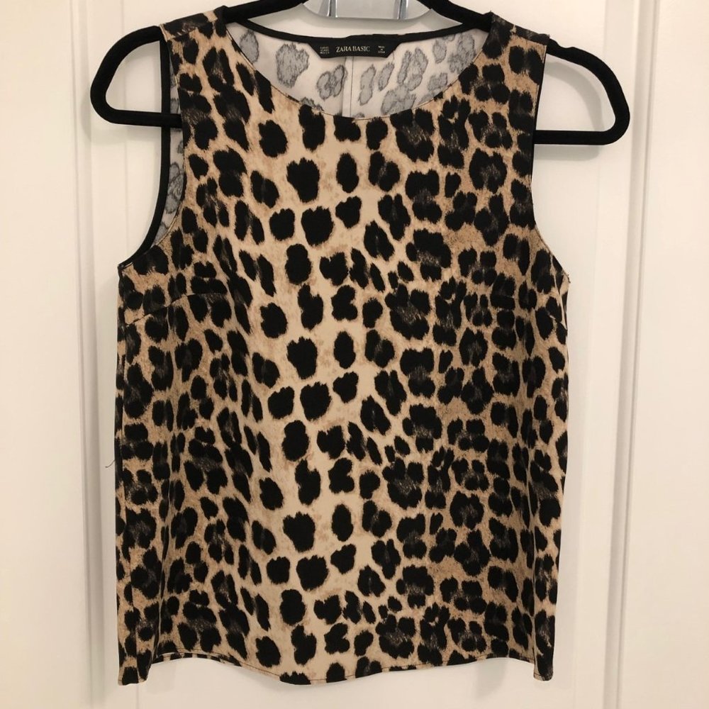 Zara Leopard Sleeveless Blouse